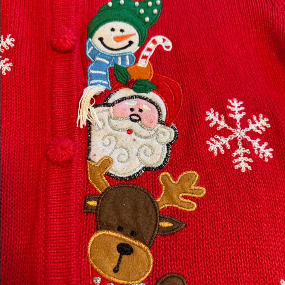 Basic Editions Red Holiday Cardigan - Picture 9 of 10